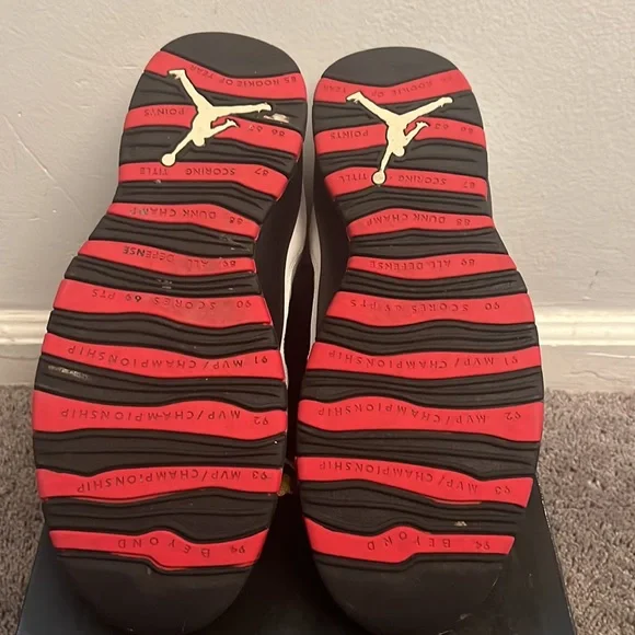 Jordan 10’s Size 10.5 White Black & Red